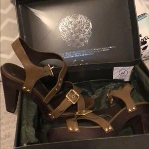 Olive green wood heels